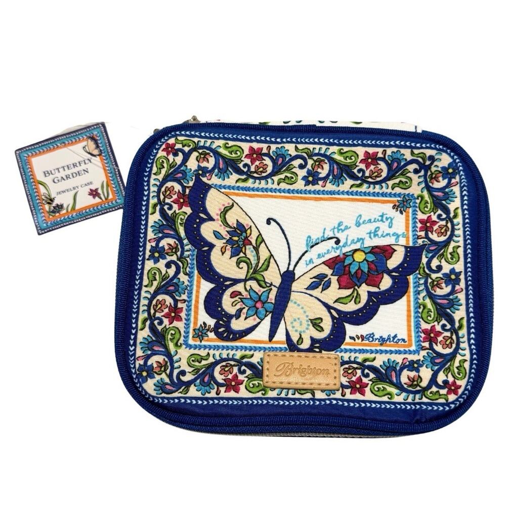 Brighton Butterfly Garden Travel Jewelry Case Two Way Zipper New With Tag